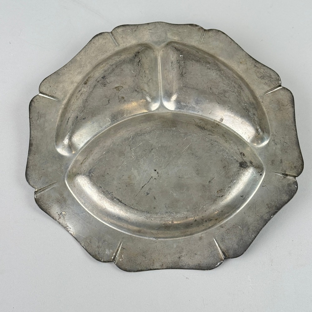 Pilgrim Solid Pewter Divided Tray Serving Dish 10in Vintage marked Boston 1931 - Picture 5 of 7